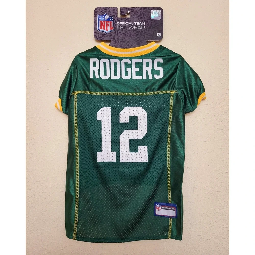 #12 Rodgers NFL Official Team Pet Wear Green Bay‎ Packers Dog Jersey NWT Size L